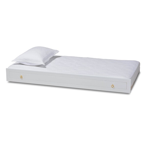Baxton Studio Alya Traditional Farmhouse White Finished Wood Twin Size Trundle - 168-10831