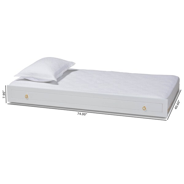 Baxton Studio Alya Traditional Farmhouse White Finished Wood Twin Size Trundle - 168-10831