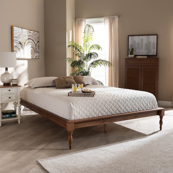 Baxton Studio Romy VAsh Walnut Finished Full Size Wood Bed Frame - 159-9818
