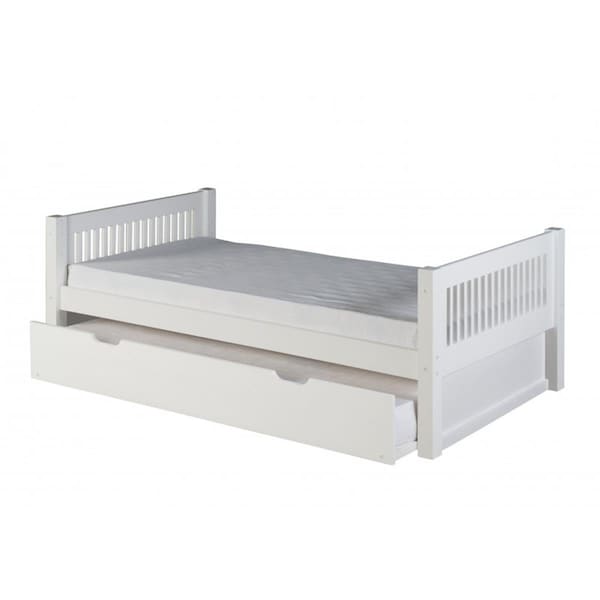 Gfancy Fixtures C113-TR Camaflexi Platform Bed with Trundle - Mission Headboard - White Finish - GF1522736