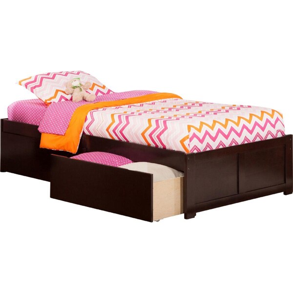 Atlantic Furniture Concord Flat Panel Foot Board with Urban Bed Drawers, Espresso - Twin Extra Large - AR8012111