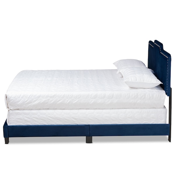 Baxton Studio Benjen Modern and Contemporary Glam Navy Blue Velvet Fabric Full Size Panel Bed - 183-11266-ZORO