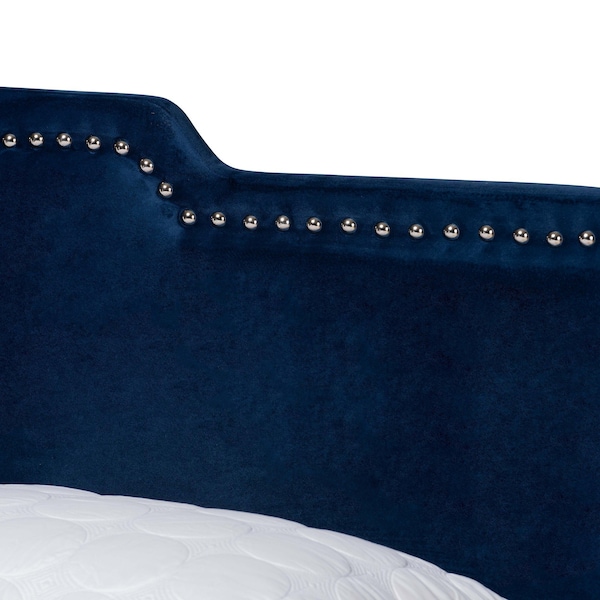 Baxton Studio Benjen Modern and Contemporary Glam Navy Blue Velvet Fabric Full Size Panel Bed - 183-11266-ZORO