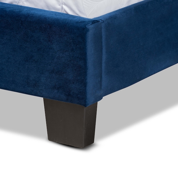 Baxton Studio Benjen Modern and Contemporary Glam Navy Blue Velvet Fabric Full Size Panel Bed - 183-11266-ZORO