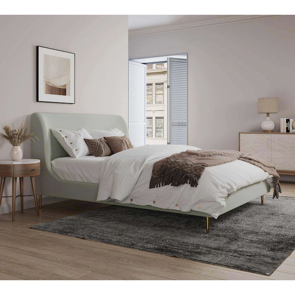Manhattan Comfort Heather Queen Bed in Cream - BD003-QN-CR