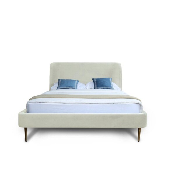Manhattan Comfort Heather Queen Bed in Cream - BD003-QN-CR