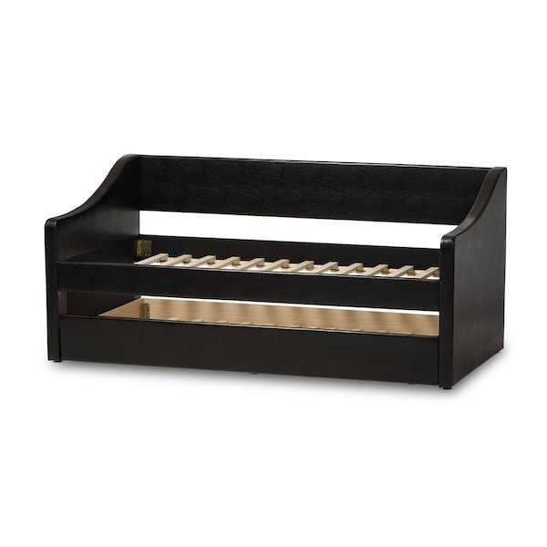Baxton Studio Barnstorm Black Faux Leather Upholstered Daybed with Trundle Bed - 131-7302