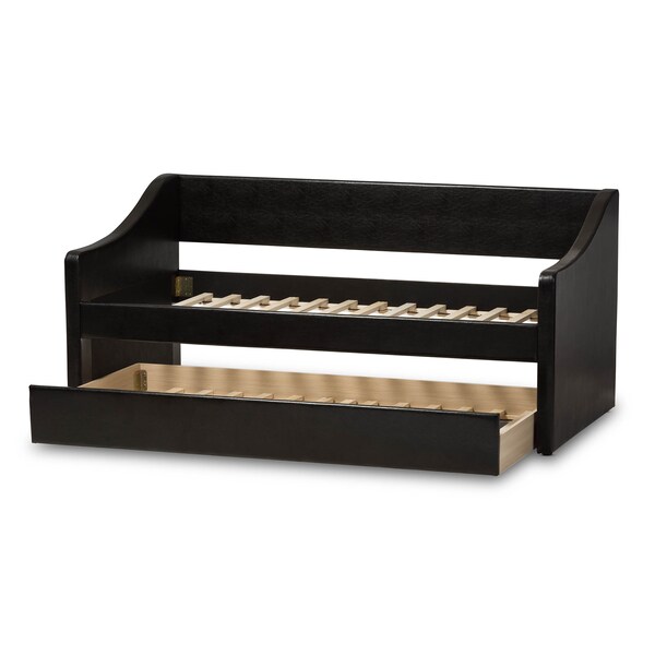 Baxton Studio Barnstorm Black Faux Leather Upholstered Daybed with Trundle Bed - 131-7302