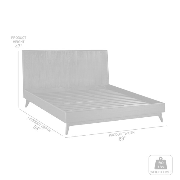 Armen Living Carnaby Queen Platform Bed Frame in Black Brushed Oak Wood - LCCFBDBLQN