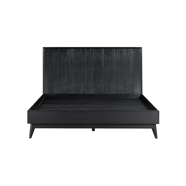 Armen Living Carnaby Queen Platform Bed Frame in Black Brushed Oak Wood - LCCFBDBLQN
