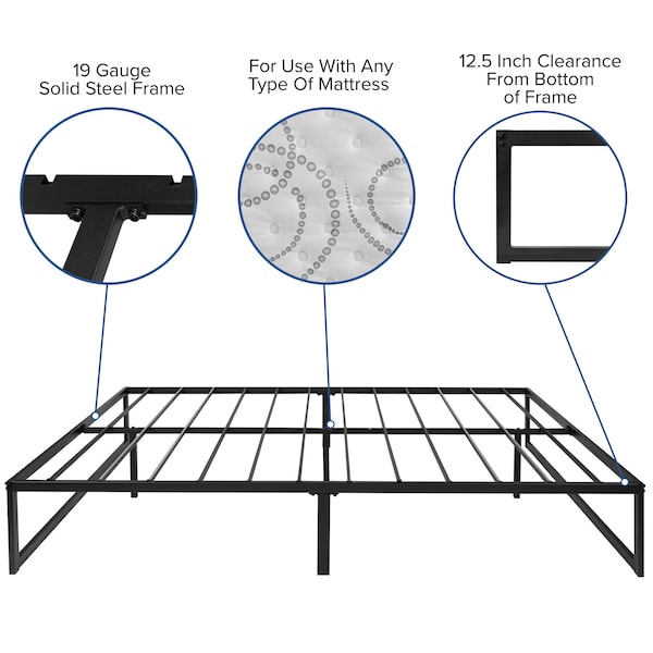 Flash Furniture 14" queen Metal Platform Bed Frame/Steel Slats - XU-BD10001-Q-GG