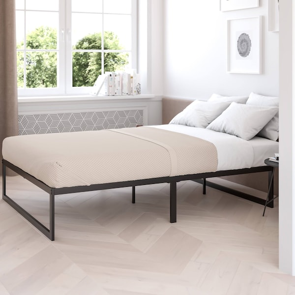 Flash Furniture 14" queen Metal Platform Bed Frame/Steel Slats - XU-BD10001-Q-GG