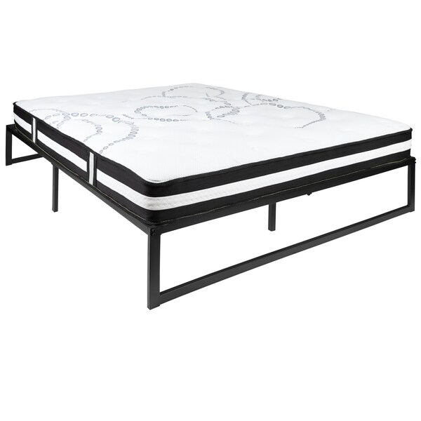 Flash Furniture Queen Platform Bed Frame and 12" Mattress Set - XU-BD10-12PSM-Q-GG