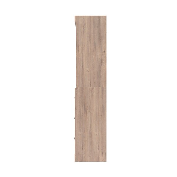 Bestar Pur Full Murphy Bed with Shelving and Drawers (120W) in rustic brown - 26892-000009