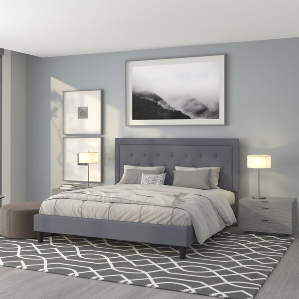 Flash Furniture Roxbury King Platform Bed, Light Gray - SL-BK5-K-LG-GG