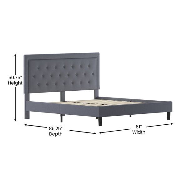 Flash Furniture Roxbury King Platform Bed, Light Gray - SL-BK5-K-LG-GG