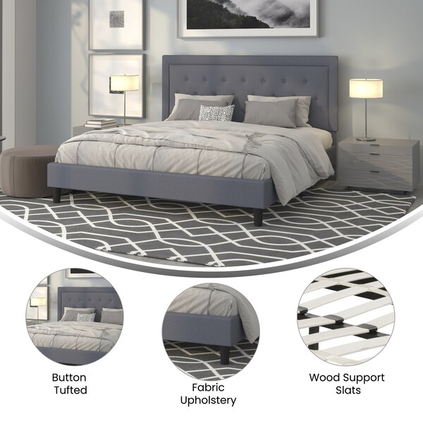 Flash Furniture Roxbury King Platform Bed, Light Gray - SL-BK5-K-LG-GG