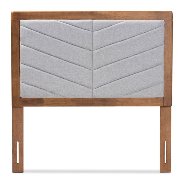 Baxton Studio Iden ModernLight Grey Fabric Upholstered and Walnut Brown Finished Wood Headboard-Twin - 193-11538-ZORO