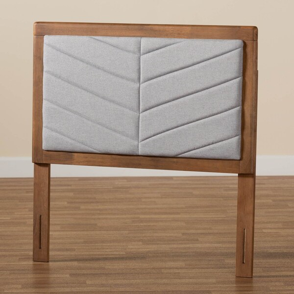 Baxton Studio Iden ModernLight Grey Fabric Upholstered and Walnut Brown Finished Wood Headboard-Twin - 193-11538-ZORO