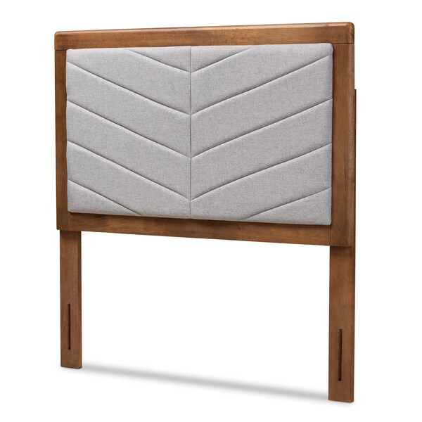 Baxton Studio Iden ModernLight Grey Fabric Upholstered and Walnut Brown Finished Wood Headboard-Twin - 193-11538-ZORO