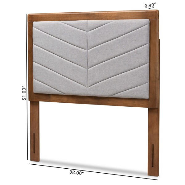 Baxton Studio Iden ModernLight Grey Fabric Upholstered and Walnut Brown Finished Wood Headboard-Twin - 193-11538-ZORO