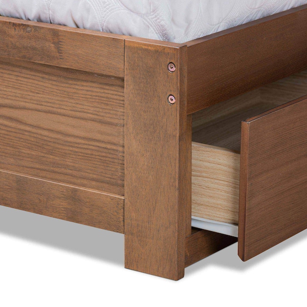 Baxton Studio Piera Modern Ash Walnut Brown Finished Wood Full Size 3-Drawer Storage Bed - 175-9422-9620-ZORO