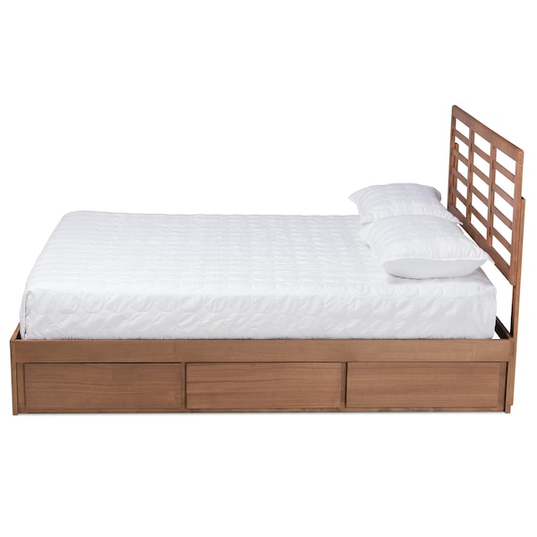 Baxton Studio Piera Modern Ash Walnut Brown Finished Wood Full Size 3-Drawer Storage Bed - 175-9422-9620-ZORO