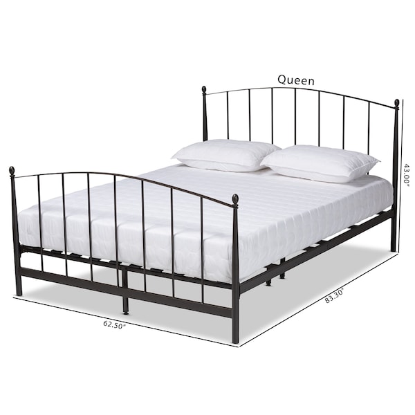 Baxton Studio Lana Modern and Contemporary Black Finished Metal Queen Size Platform Bed - 187-11634-ZORO