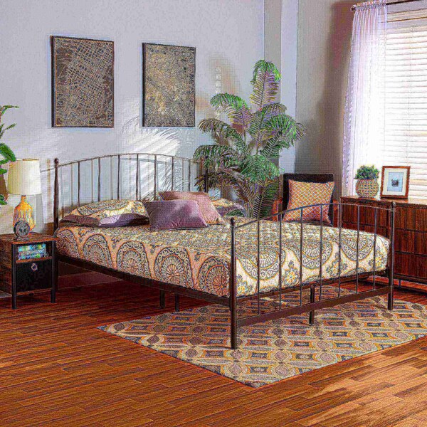 Baxton Studio Lana Modern and Contemporary Black Finished Metal Queen Size Platform Bed - 187-11634-ZORO
