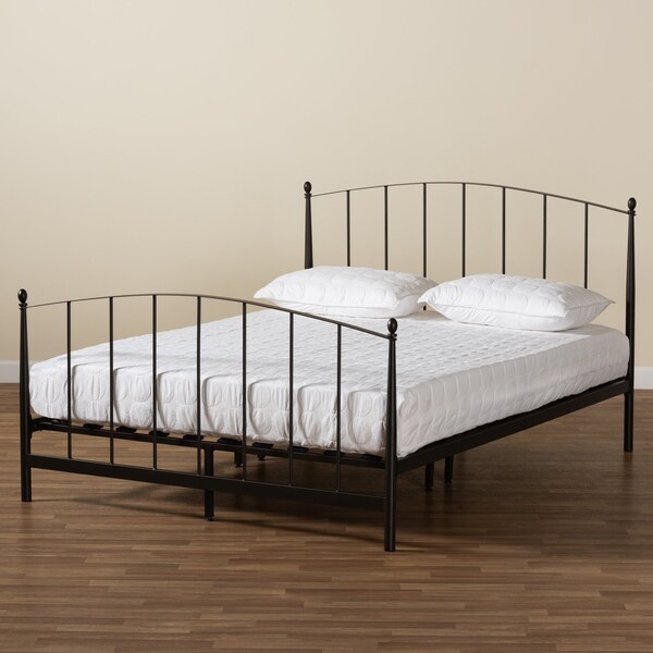 Baxton Studio Lana Modern and Contemporary Black Finished Metal Queen Size Platform Bed - 187-11634-ZORO