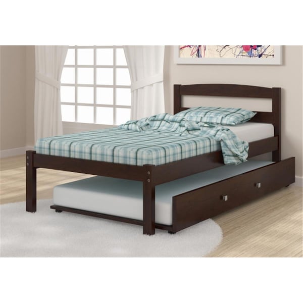 Pivot Direct Twin Size Econo Bed with Twin Size Trundle Bed in Dark Cappuccino - PD_575TCP_503CP