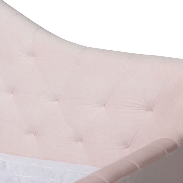 Baxton Studio Perry Pink Velvet Upholstered and Button Tufted Queen Size Daybed - 156-9449