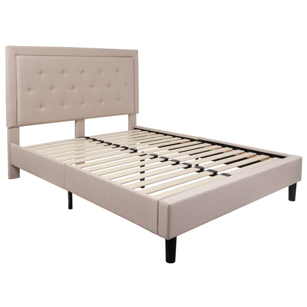 Flash Furniture Roxbury Queen Platform Bed, Beige - SL-BK5-Q-B-GG