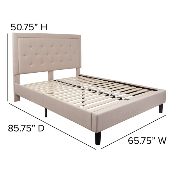 Flash Furniture Roxbury Queen Platform Bed, Beige - SL-BK5-Q-B-GG