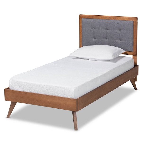 Baxton Studio Alida Mid-Century Modern Dark Grey Fabric Upholstered and  Wood Twin Size Platform Bed - 189-11164-11159-ZORO