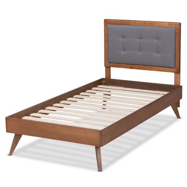 Baxton Studio Alida Mid-Century Modern Dark Grey Fabric Upholstered and  Wood Twin Size Platform Bed - 189-11164-11159-ZORO