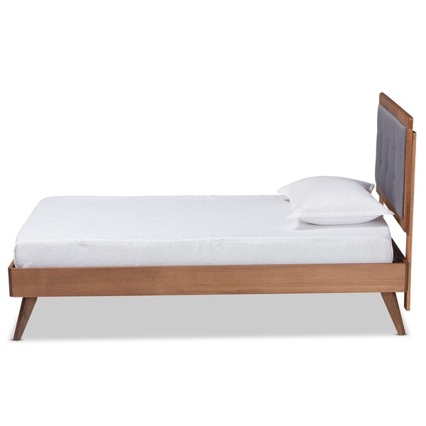Baxton Studio Alida Mid-Century Modern Dark Grey Fabric Upholstered and  Wood Twin Size Platform Bed - 189-11164-11159-ZORO
