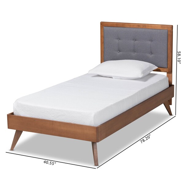 Baxton Studio Alida Mid-Century Modern Dark Grey Fabric Upholstered and  Wood Twin Size Platform Bed - 189-11164-11159-ZORO