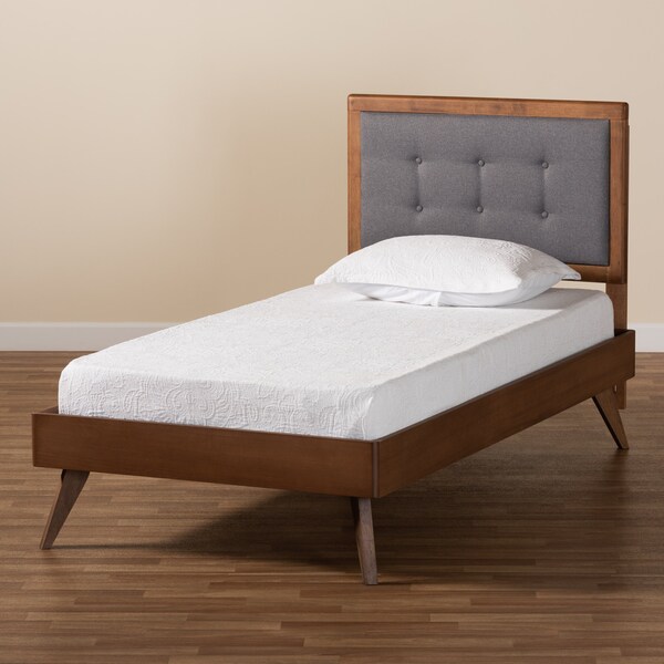 Baxton Studio Alida Mid-Century Modern Dark Grey Fabric Upholstered and  Wood Twin Size Platform Bed - 189-11164-11159-ZORO