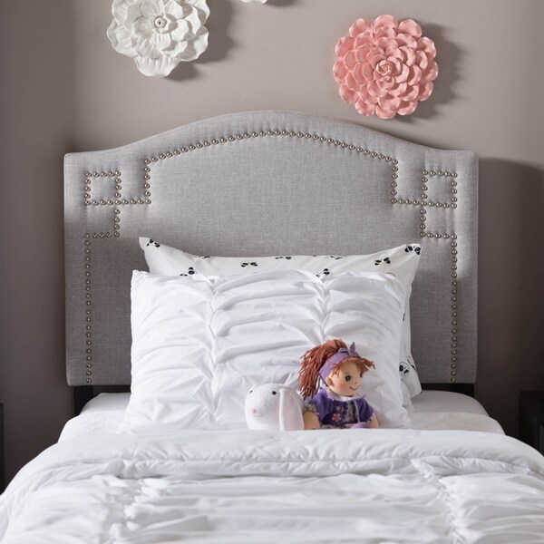 Baxton Studio Aubrey Modern Grayish Beige Upholstered Twin Size Headboard - 125-6981
