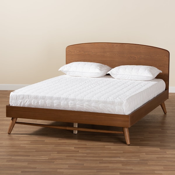 Baxton Studio Keagan Mid-Century Modern Transitional Walnut Brown Finished Wood Full Size Platform Bed - 184-11045-ZORO