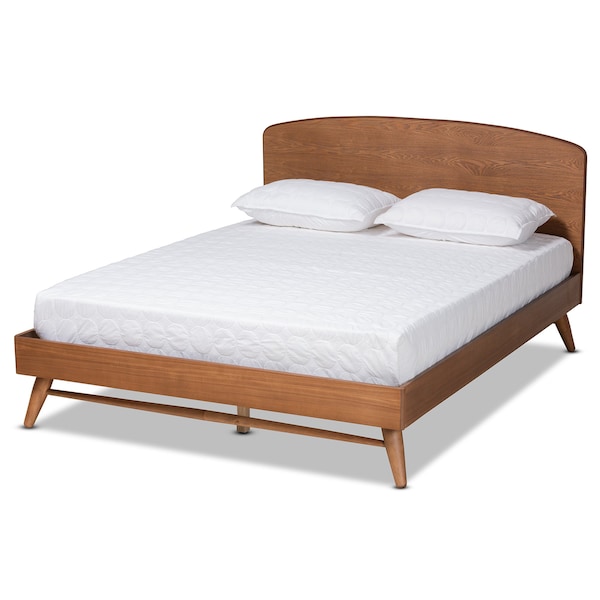 Baxton Studio Keagan Mid-Century Modern Transitional Walnut Brown Finished Wood Full Size Platform Bed - 184-11045-ZORO