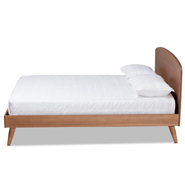 Baxton Studio Keagan Mid-Century Modern Transitional Walnut Brown Finished Wood Full Size Platform Bed - 184-11045-ZORO