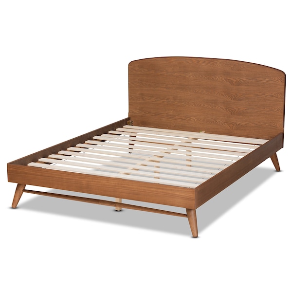 Baxton Studio Keagan Mid-Century Modern Transitional Walnut Brown Finished Wood Full Size Platform Bed - 184-11045-ZORO