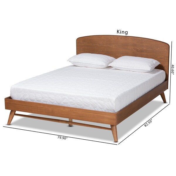 Baxton Studio Keagan Mid-Century Modern Transitional Walnut Brown Finished Wood Full Size Platform Bed - 184-11045-ZORO