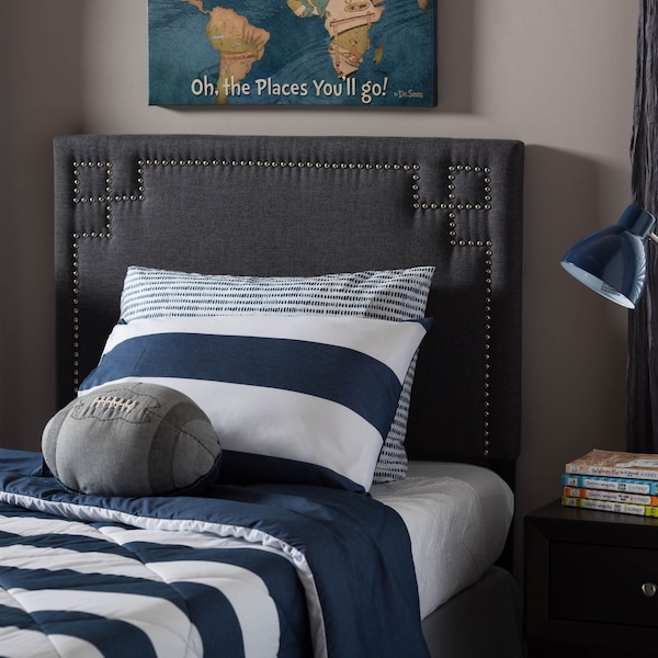 Baxton Studio Geneva Modern Dark Grey Upholstered Twin Size Headboard - 125-6988