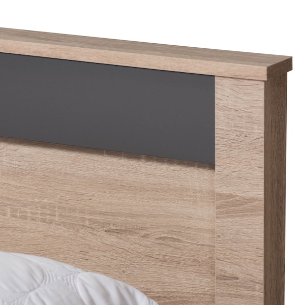 Baxton Studio Jamie Oak and Grey Wood Queen 2-Drawer Queen Size Storage Platform Bed - 138-7709-8041