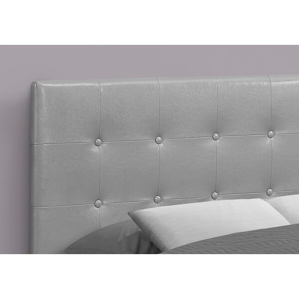 Monarch Specialties Bed, Headboard Only, Full Size, Bedroom, Upholstered, Pu Leather Look, Grey, Transitional - I 6001F