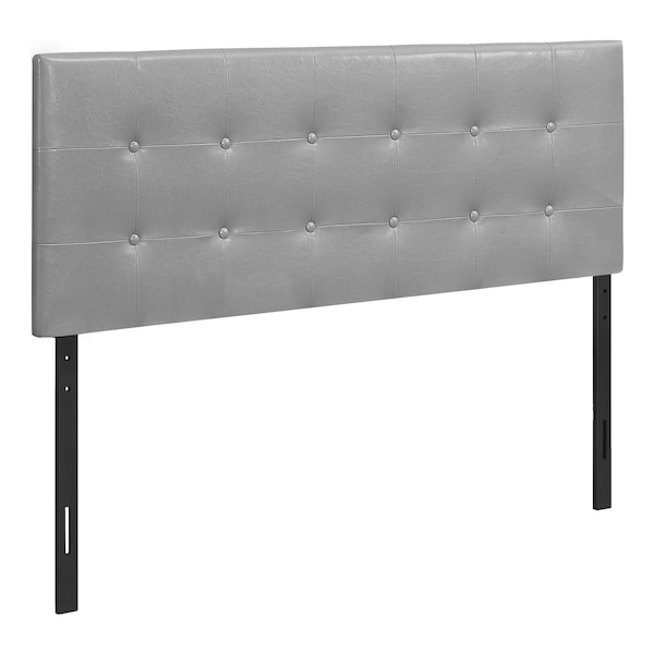 Monarch Specialties Bed, Headboard Only, Full Size, Bedroom, Upholstered, Pu Leather Look, Grey, Transitional - I 6001F