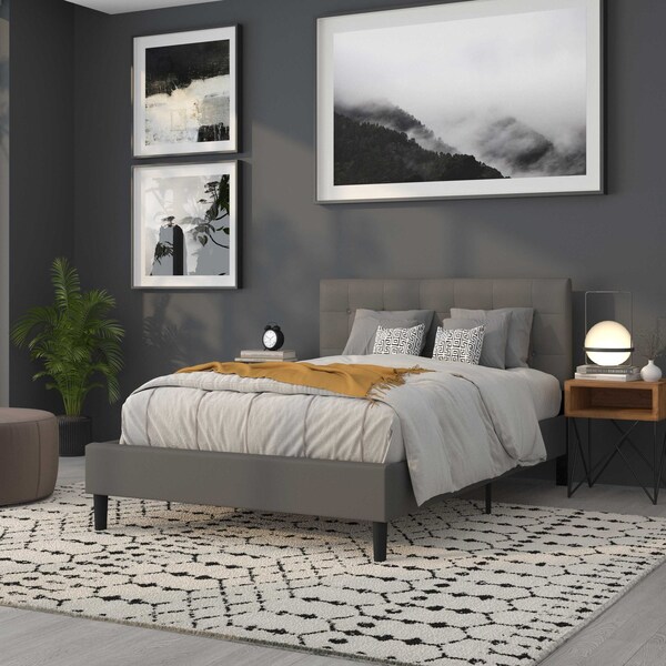 Flash Furniture Full Upholstered, Headboard, Gray Vinyl - HG-HB1705-F-GY-GG
